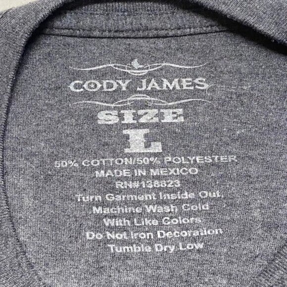 Cody James American Cowboy Graphic Tee Men's Large Charcoal Heather Western EUC - Picture 3 of 5